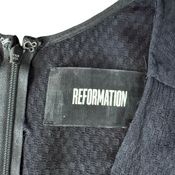 Reformation Black Ferris Textured Cut Out Tie Front Long Sleeve Jumpsuit size 0 - Picture 7 of 15